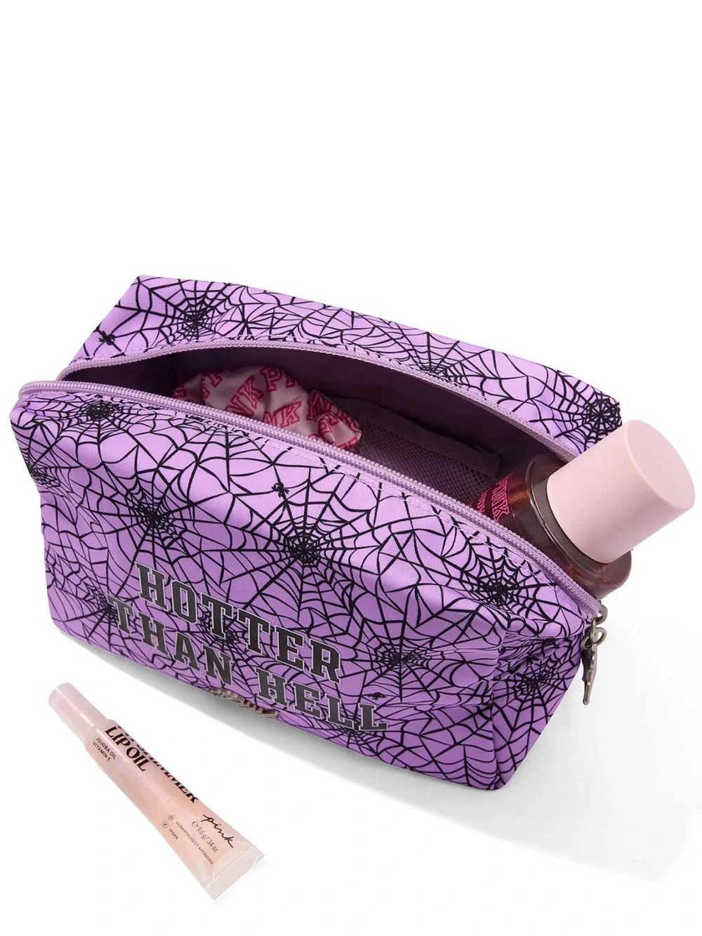 VS PINK HALLOWEEN TOP ZIP MAKEUP BAG NWT